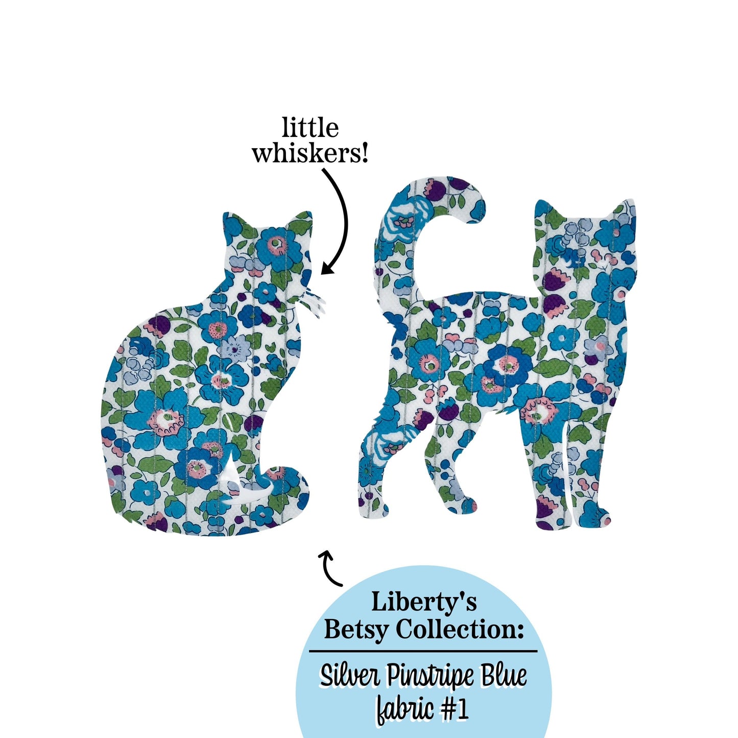 Liberty Fabric Iron-On Set of 3 Cats: Vintage-Inspired Appliqués for Crafts, Patchwork Quilting, Upcycling, stitch-able/easy no sew iron on