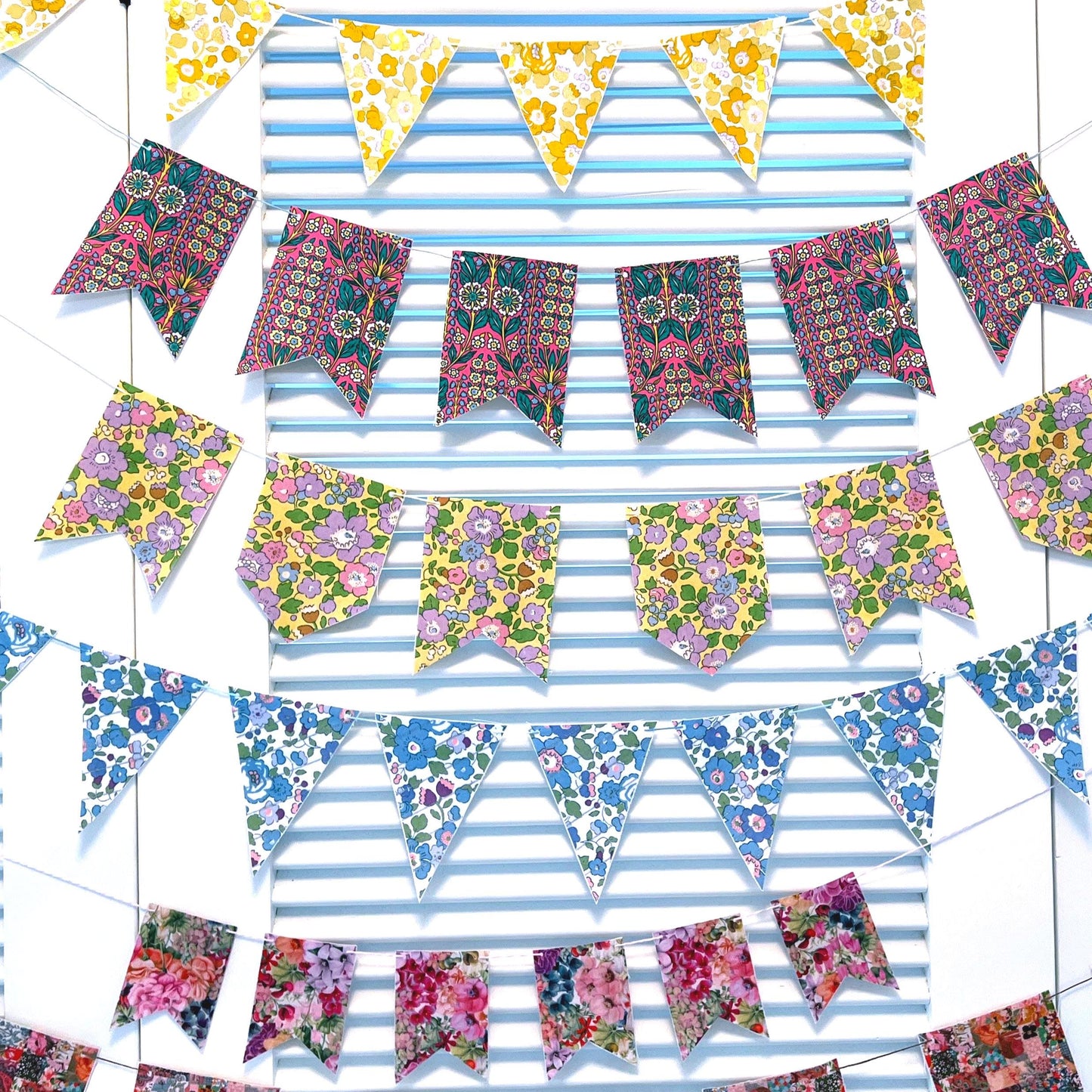 Liberty Fabric Bunting Banner: Vintage Style 3-Inch Flags