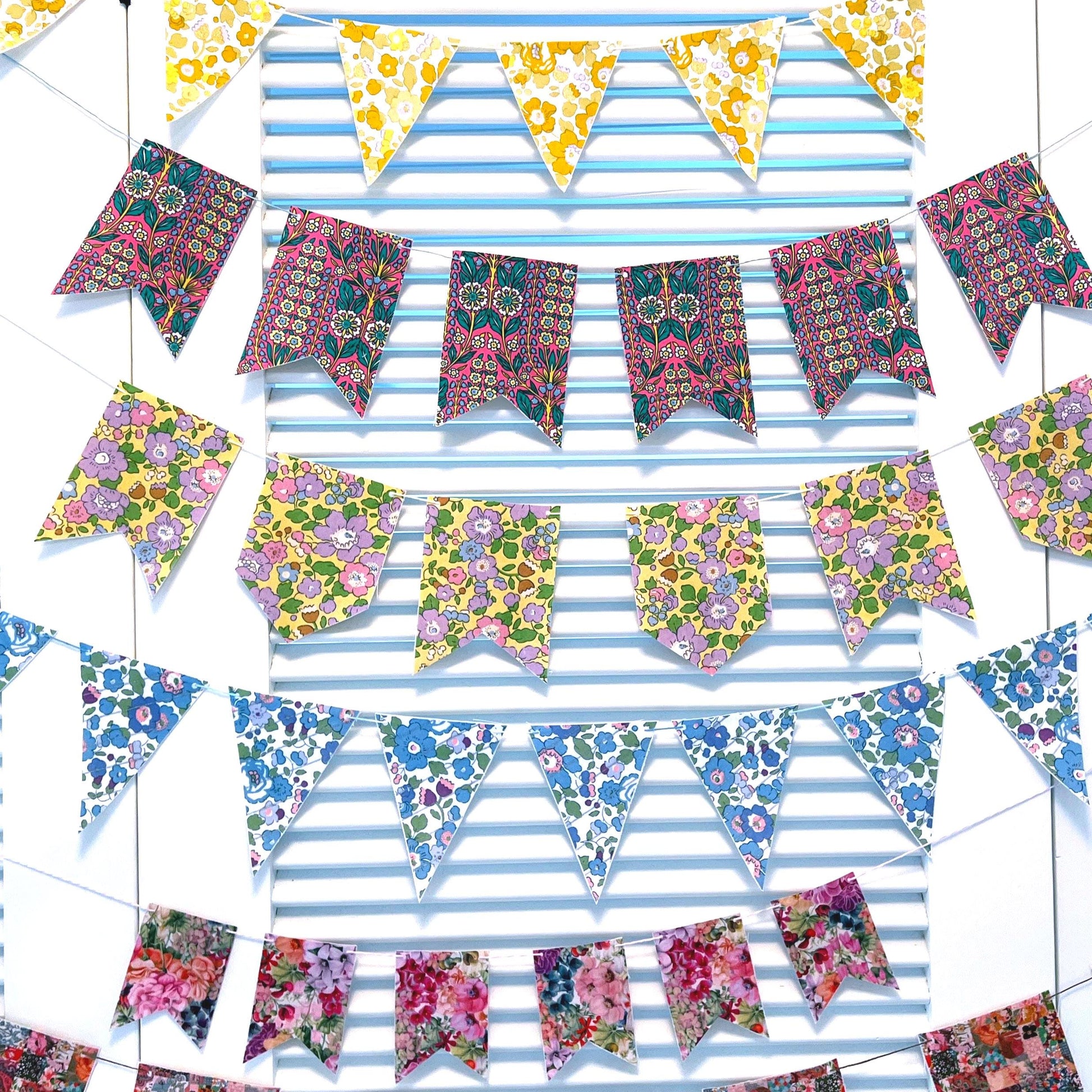 Liberty Fabric Bunting Banner: Vintage Style 3-Inch Flags