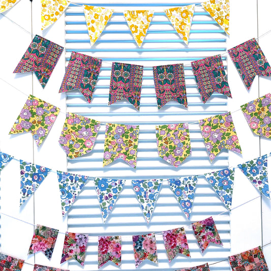 Vintage Liberty Fabric Bunting Banner: 5 inch Flags, Rainbow Collection