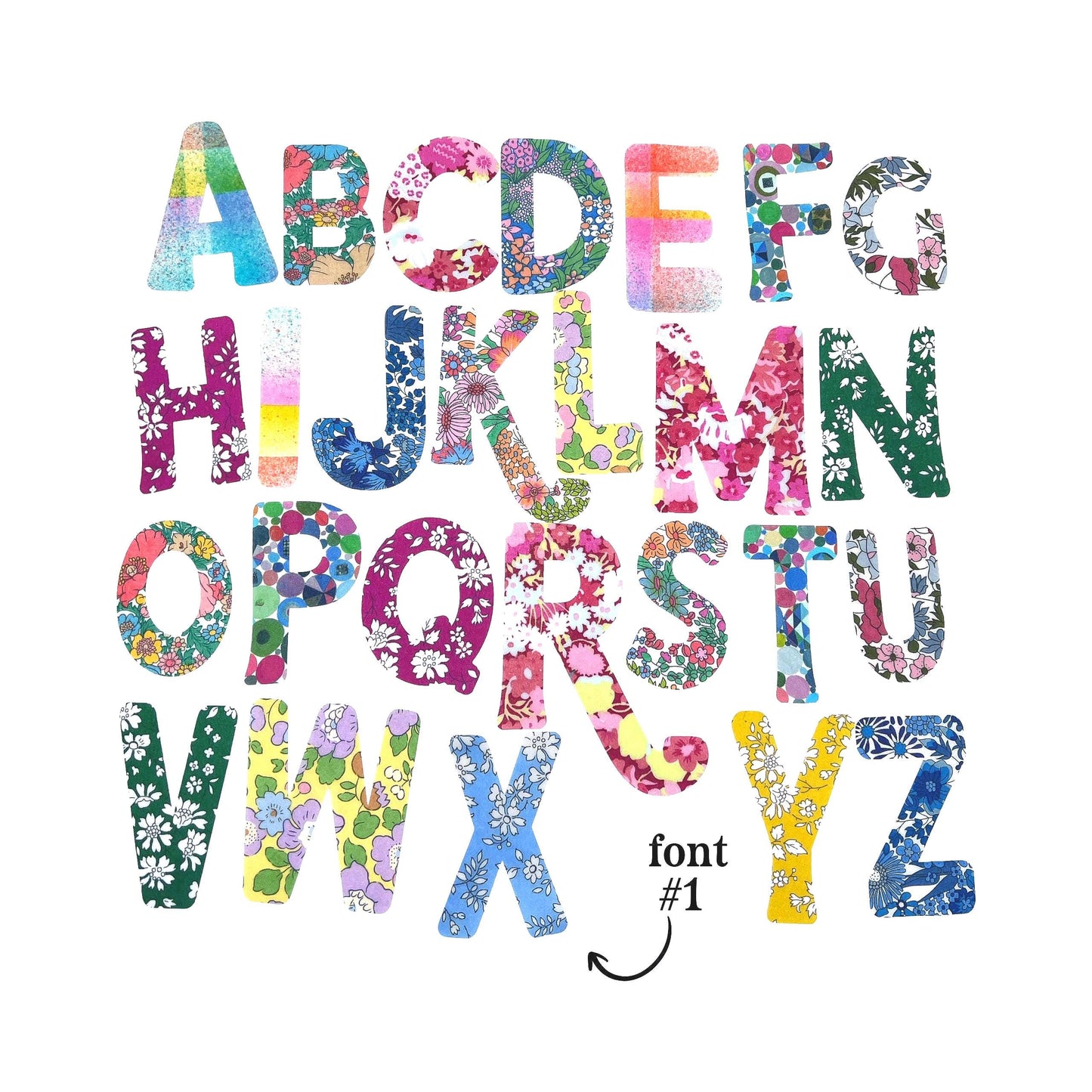 Liberty Fabric Alphabet Appliques: Iron-On Letters for Crafts, Baby Gifts