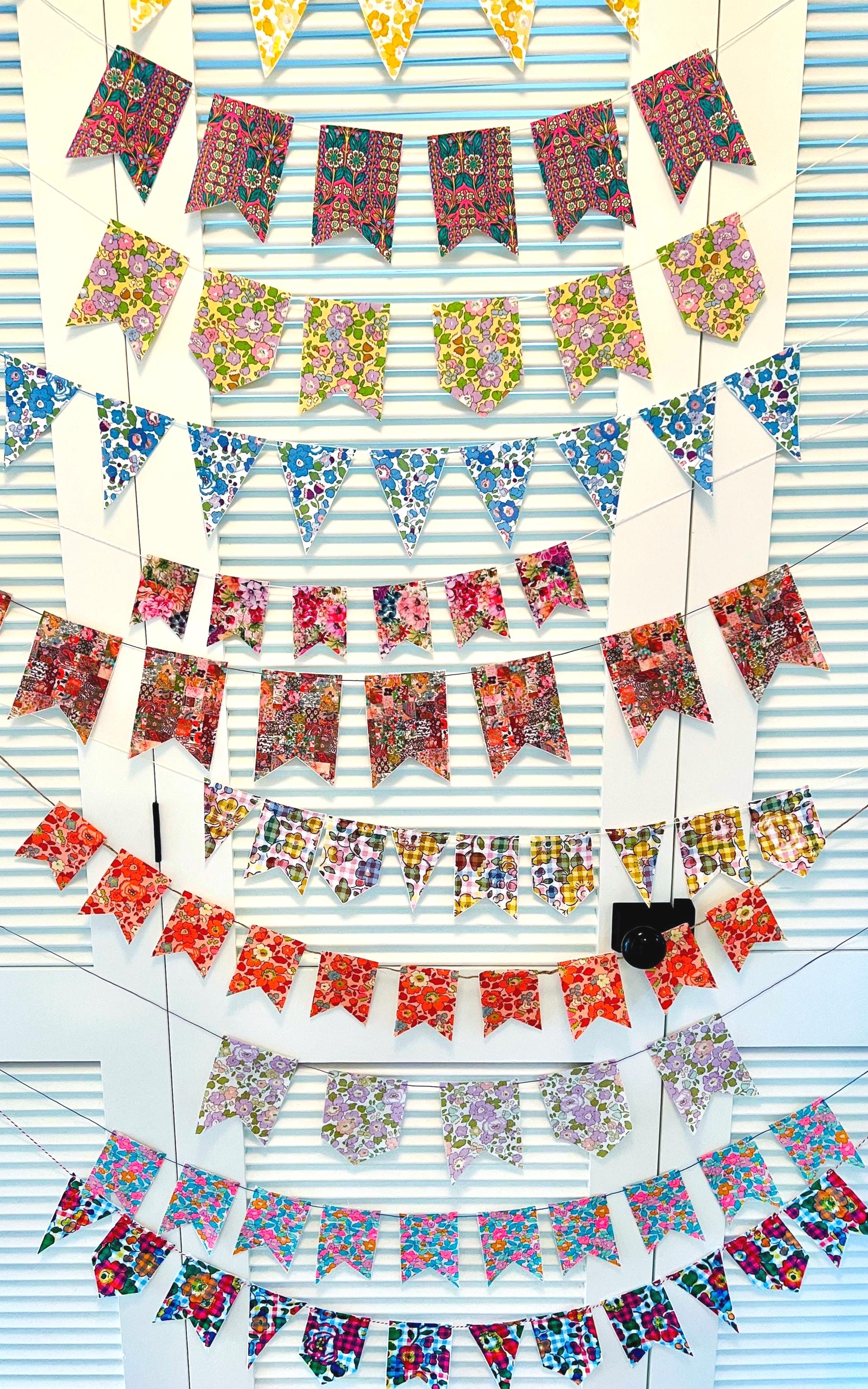 Vintage Liberty Fabric Bunting Banner: 5 inch Flags, Rainbow Collection