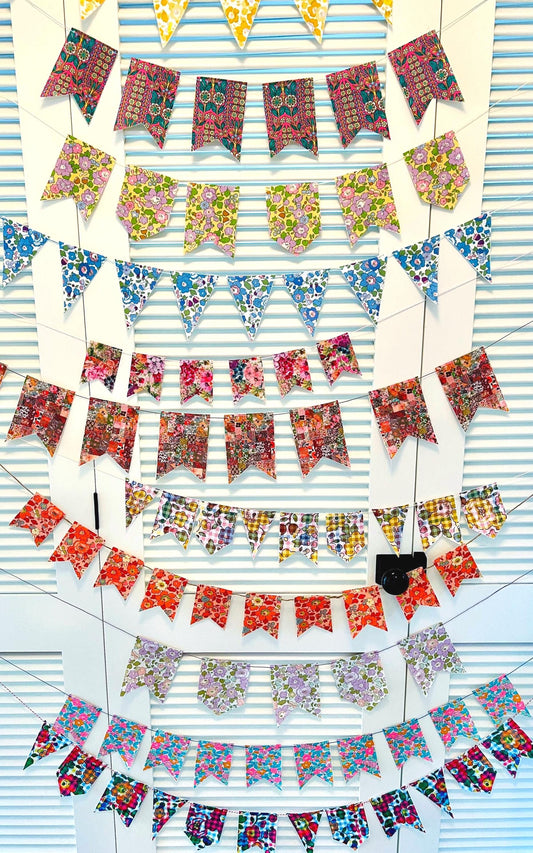 Liberty Fabric Bunting Banner: Vintage Style 3-Inch Flags