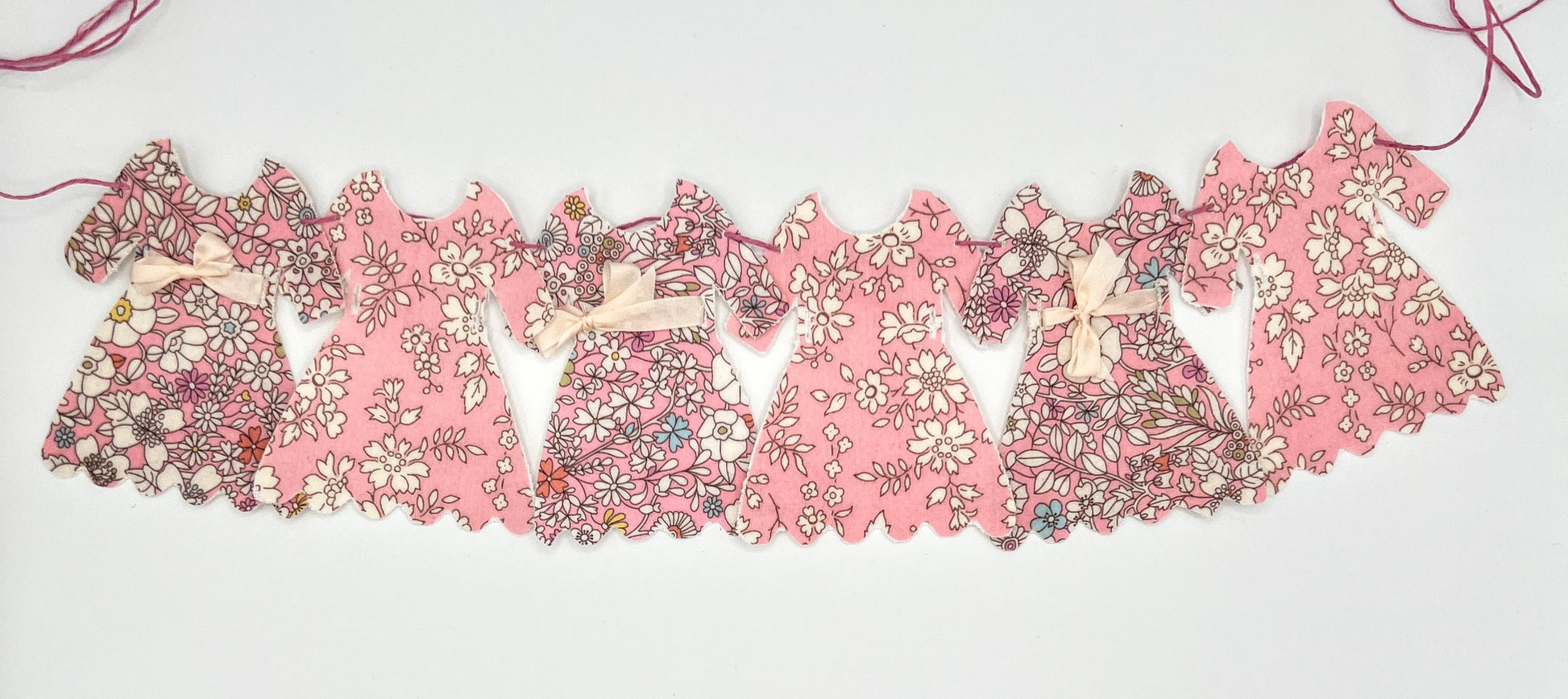 Doll Dress Banners, Liberty Fabric Garland, Floral Party Decor