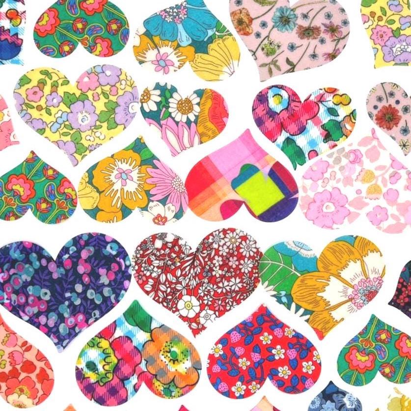 10-50 Heart Iron On Grab Bag: Liberty of London fabric Heart appliques
