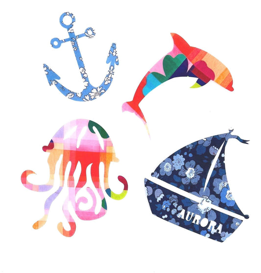 Seaside Onesie Decorating Supplies: Fabric Appliques for DIY Baby Shower Activity, Easy No Sewing or Crafting experience needed!