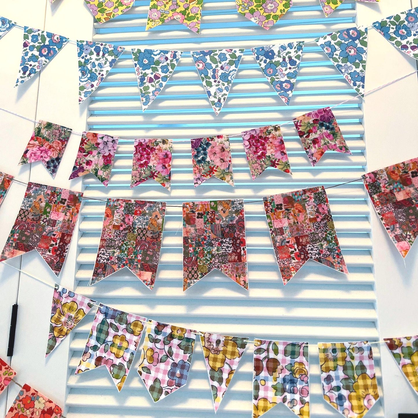 Vintage Liberty Fabric Bunting Banner: 5 inch Flags, Rainbow Collection
