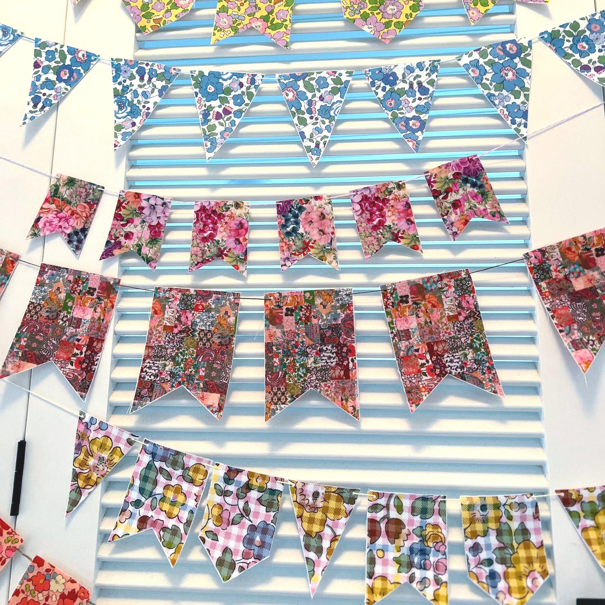 Vintage Liberty Fabric Bunting Banner: 5 inch Flags, Rainbow Collection