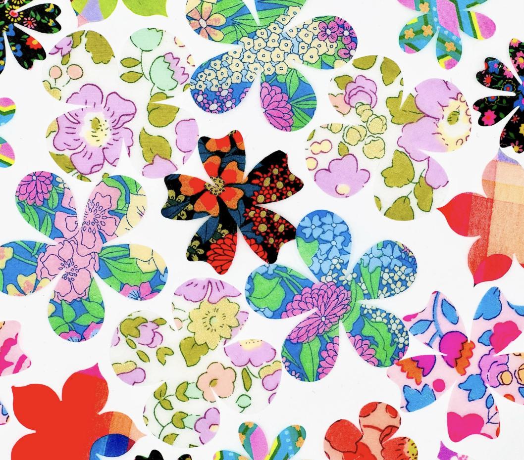 Liberty Fabric Flower Appliques – Iron-On Patches for Quilting, DIY Crafts, Easy No-Sew or Stitch-Able Iron On Backing