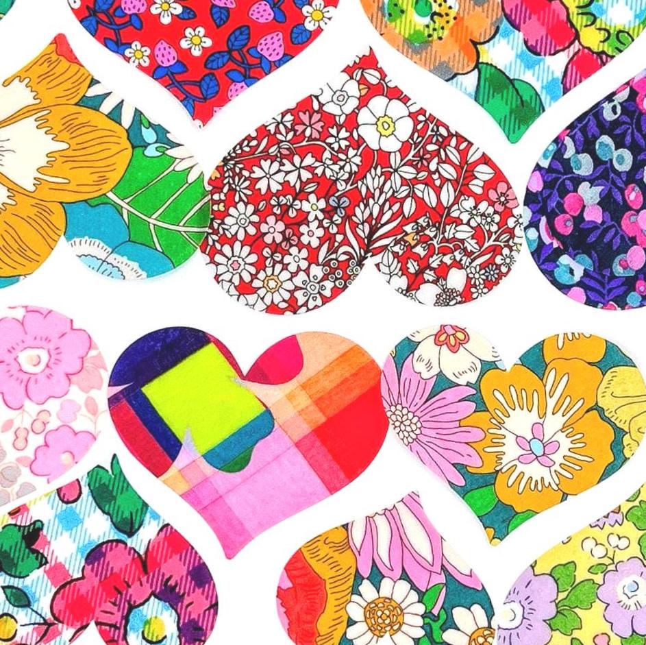 Grab Bag of Iron On Hearts- Liberty fabric heart appliques, Heart Patches for Quilting, Visible Mending, DIY Crafts, Upcycling and more!