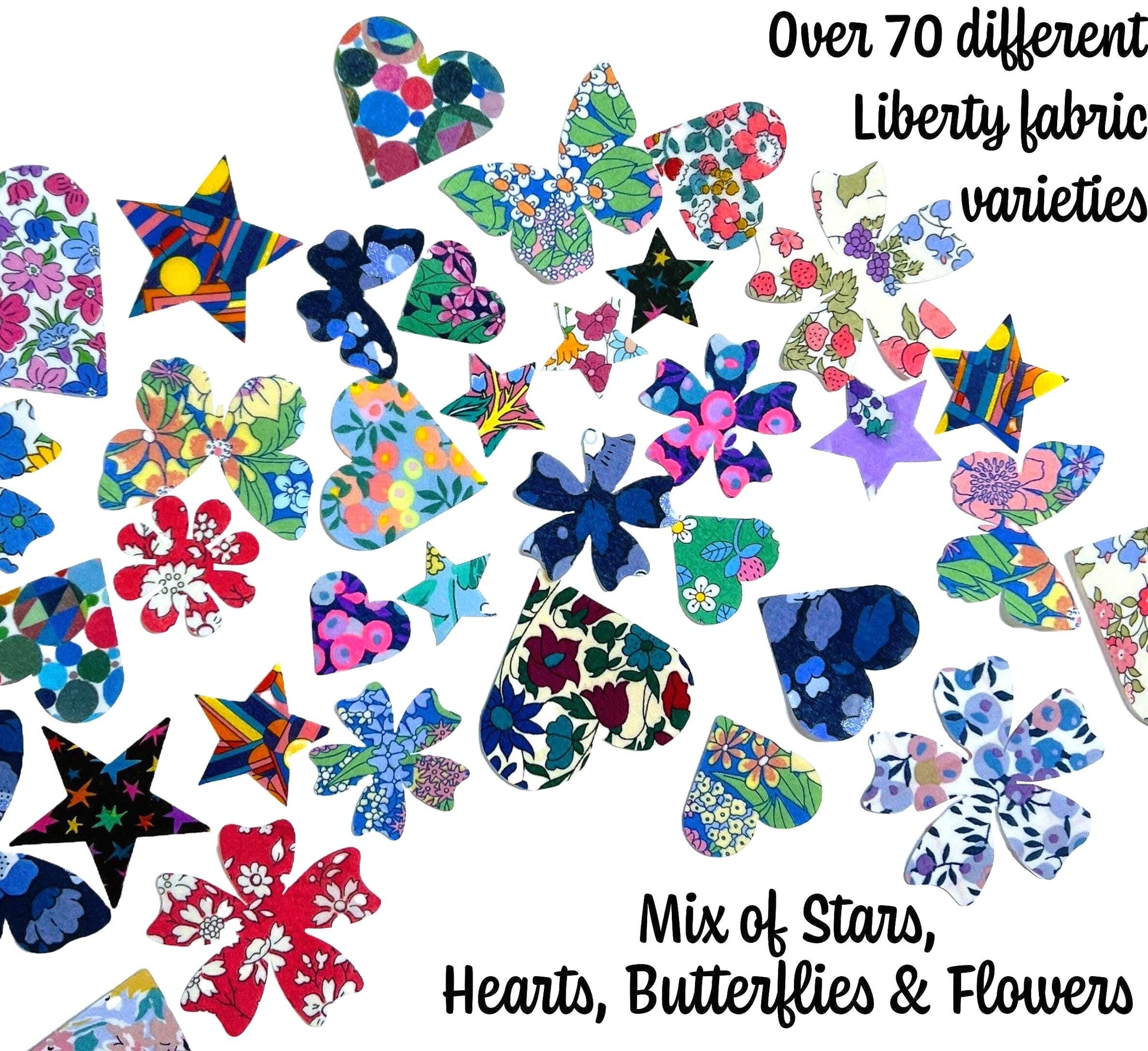 Assorted Shapes, Liberty fabric Iron-On Patches for Quilting, Visible Mending, Upcycling Clothes & Decor
