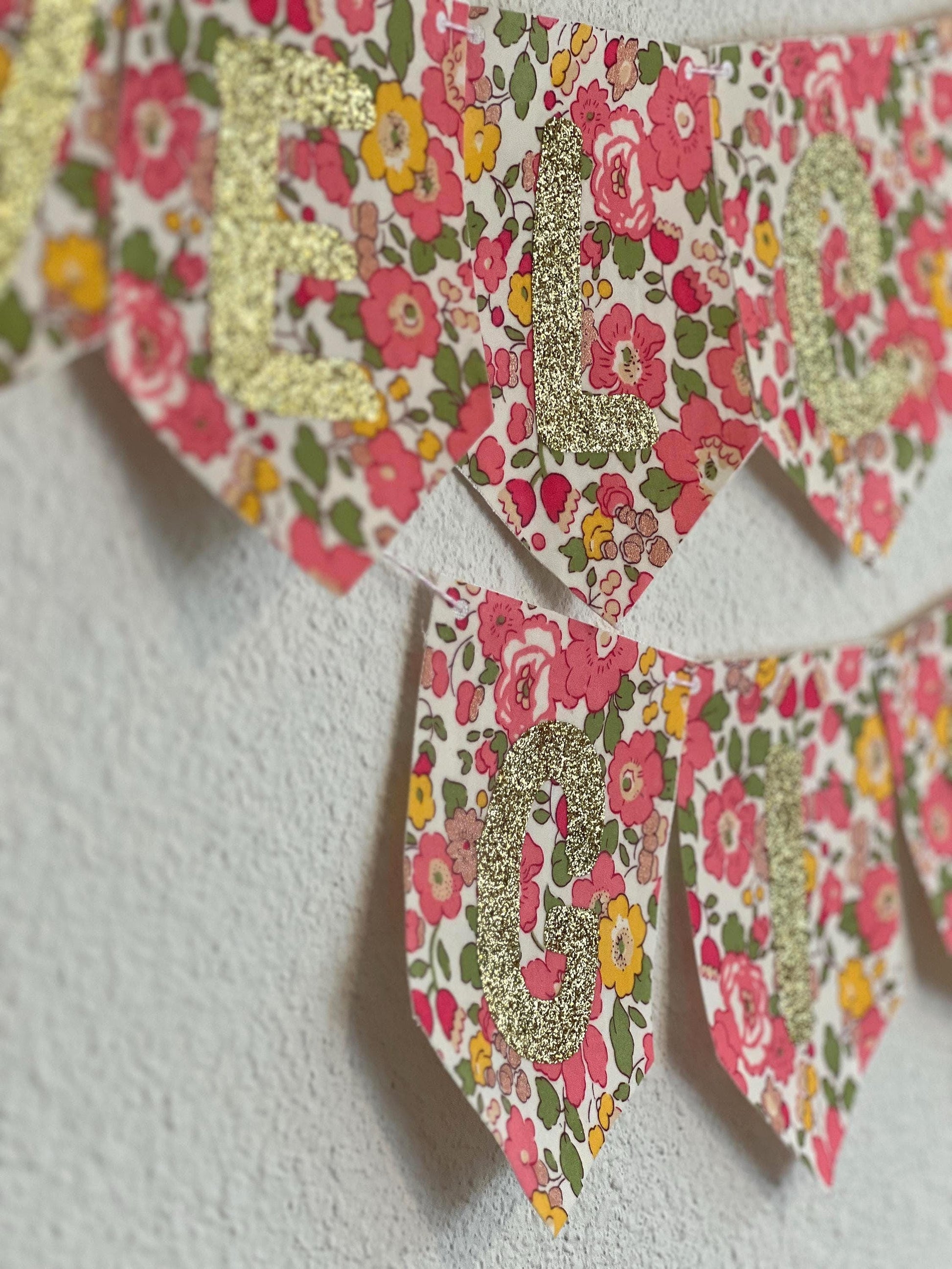 Custom Glitter Name Banners: Liberty of London Fabric Party Decor