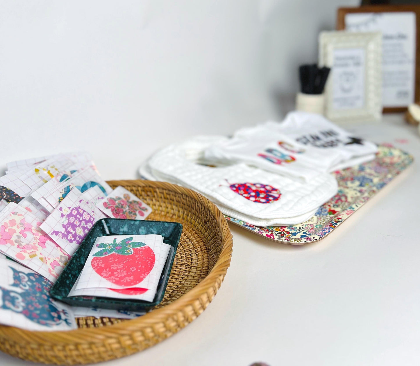 Baby Onesie & Bib Decorating Activity: Gender Neutral Shapes, Custom Baby Name Cut-Outs, Easy No-Sew Baby Shower Crafts, No craft experience