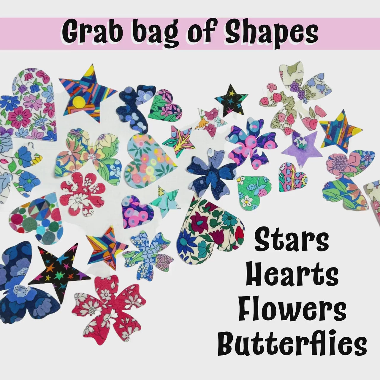 Liberty Fabric Iron On Appliques: Flower, Heart, Star, Butterfly Grab Bag
