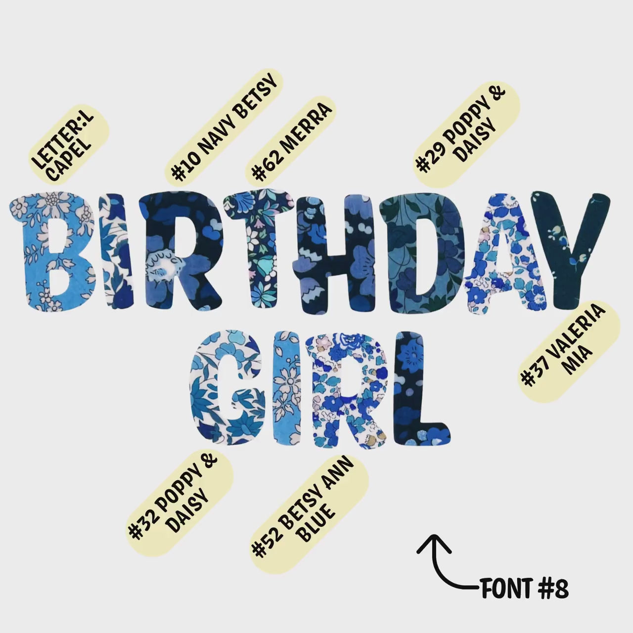 Liberty of London Fabric Iron On Letters, Custom Applique