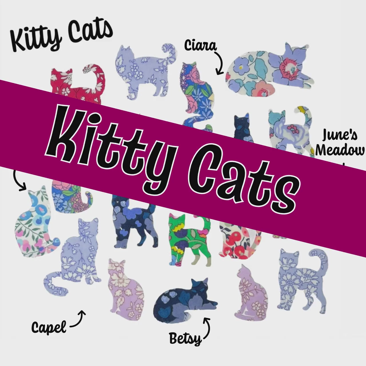 Liberty Fabric Iron-On Set of 3 Cats: Vintage-Inspired Appliqués for Crafts, Patchwork Quilting, Upcycling, stitch-able/easy no sew iron on