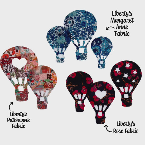 Liberty Fabric Hot Air Balloon Appliqués: Vintage-Inspired Iron-On Patches (Set of 3)