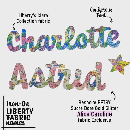 Liberty of London Fabric Name Applique – Personalized Script Name Patch (Iron-On)